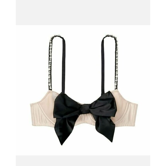 Victoria’s Secret Bra Dream Angels Size 36 DDD Wicked Beige Unlined Satin Bow - Picture 5 of 7